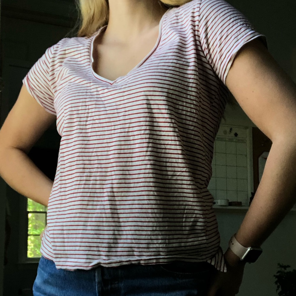 zara red and white striped t-shirt